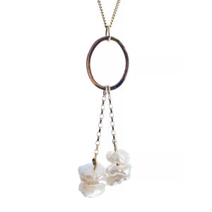 Pebble Gold and Pearl Pendant