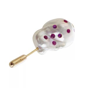 Baroque Pearl and Sapphire Brooch